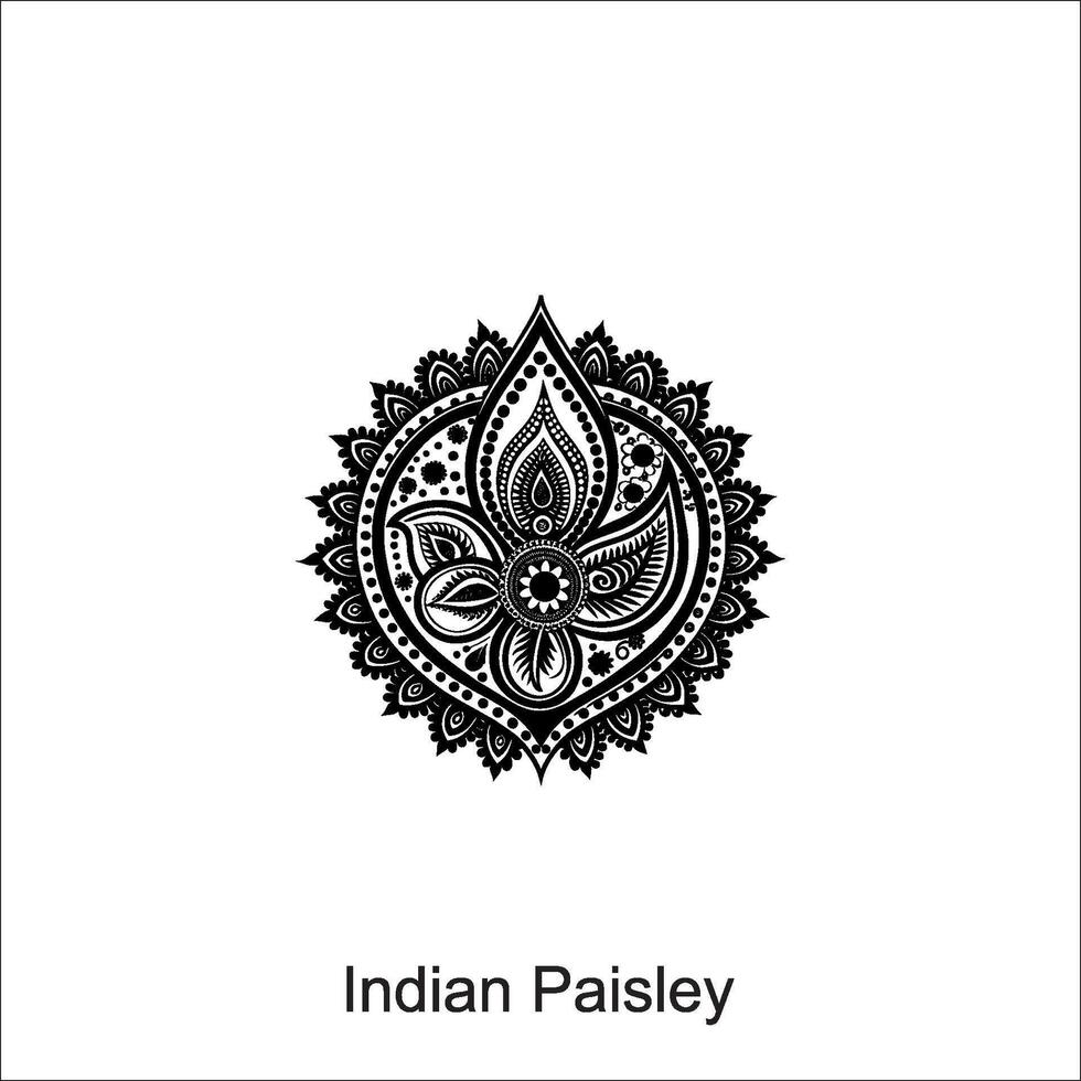 paisley Seamless Asian black and white paisley design vector