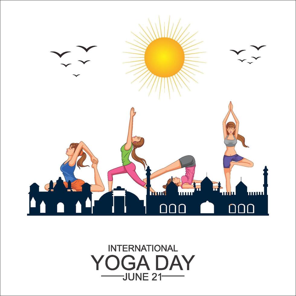 Yoga For Healthy Living - International Yoga Day Banne vector