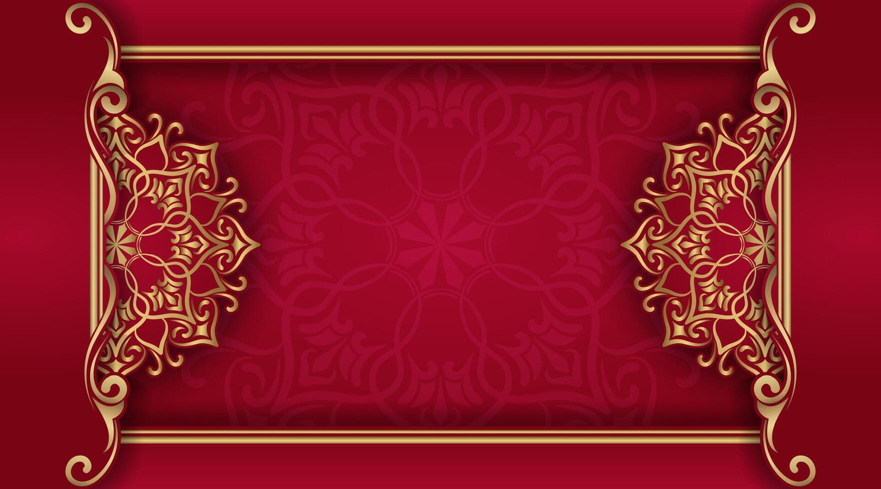 Red luxury background with mandala ornament vector
