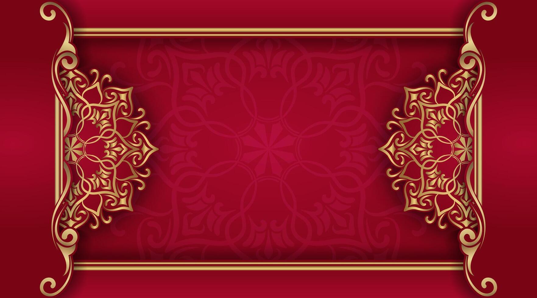 Red luxury background with mandala ornament vector