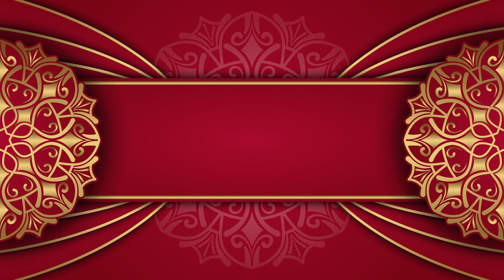 Red luxury background with mandala ornament vector