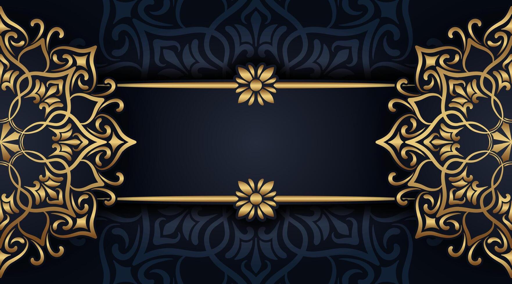 fondo negro con adorno de mandala dorado vector