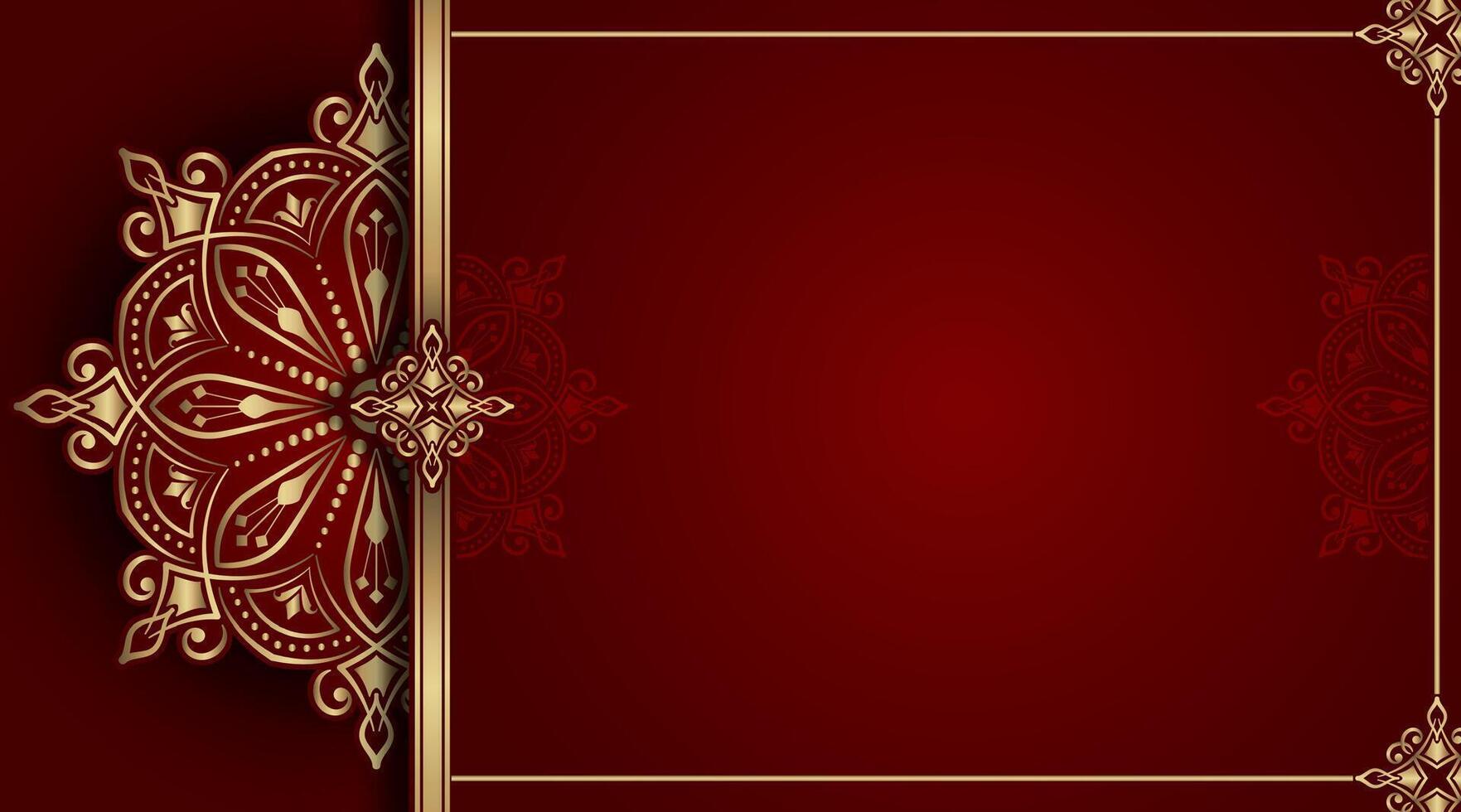 lujo rojo antecedentes con dorado mandala ornamento vector