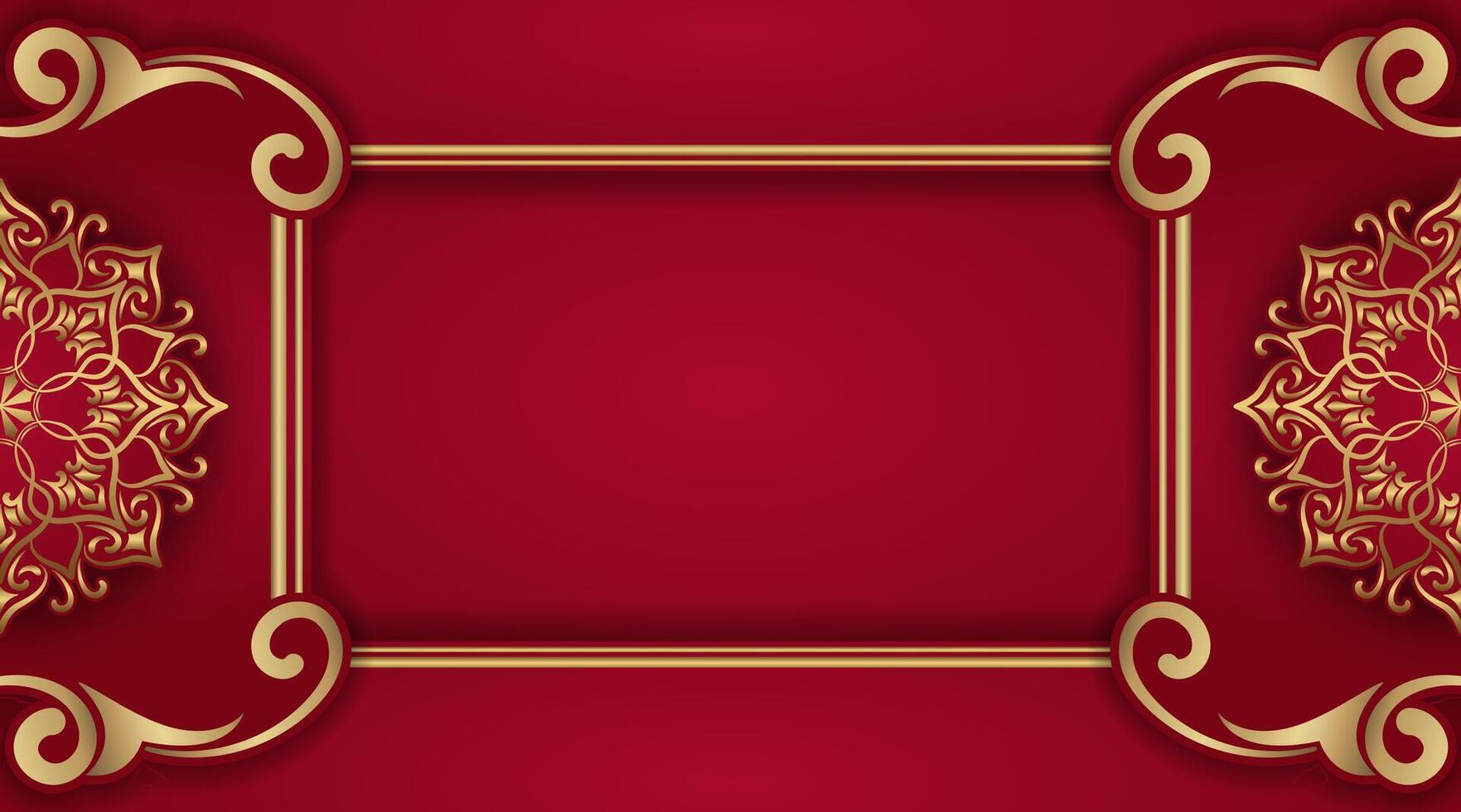 Red luxury background with mandala ornament vector