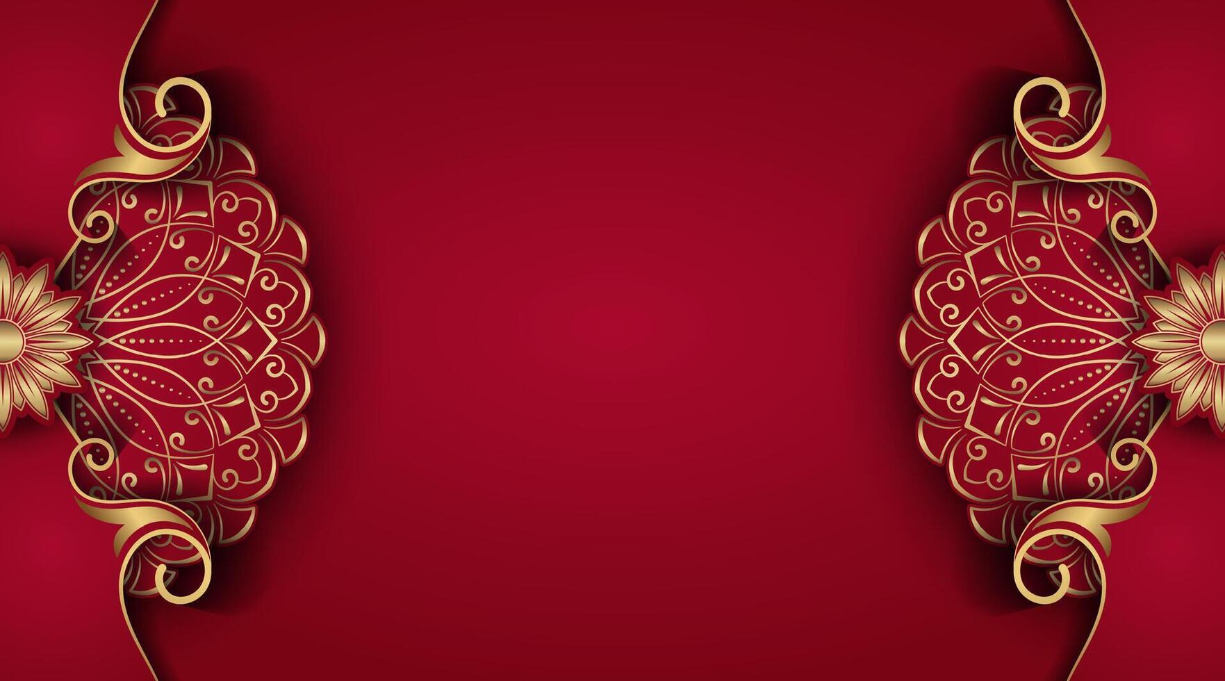 Red luxury background with mandala ornament vector