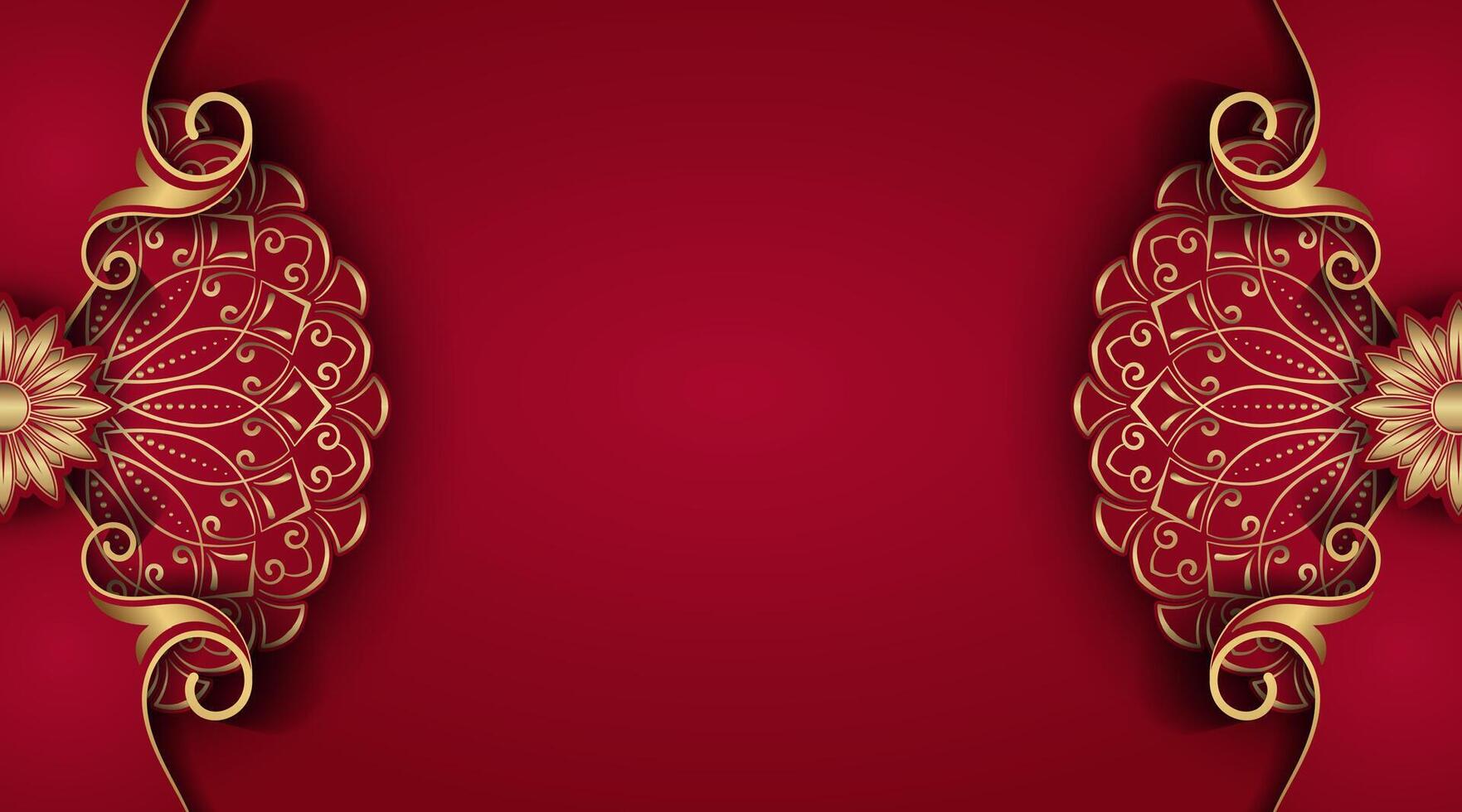 Red luxury background with mandala ornament vector