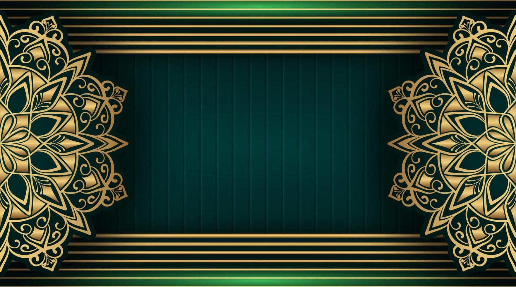 dark green background with gold mandala ornament vector