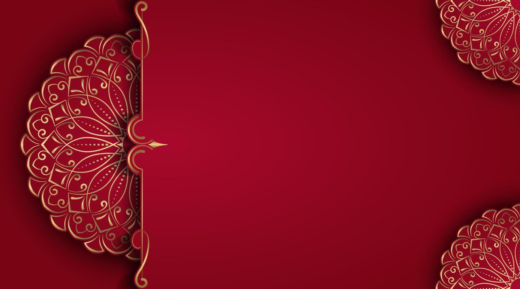 Red luxury background with mandala ornament vector