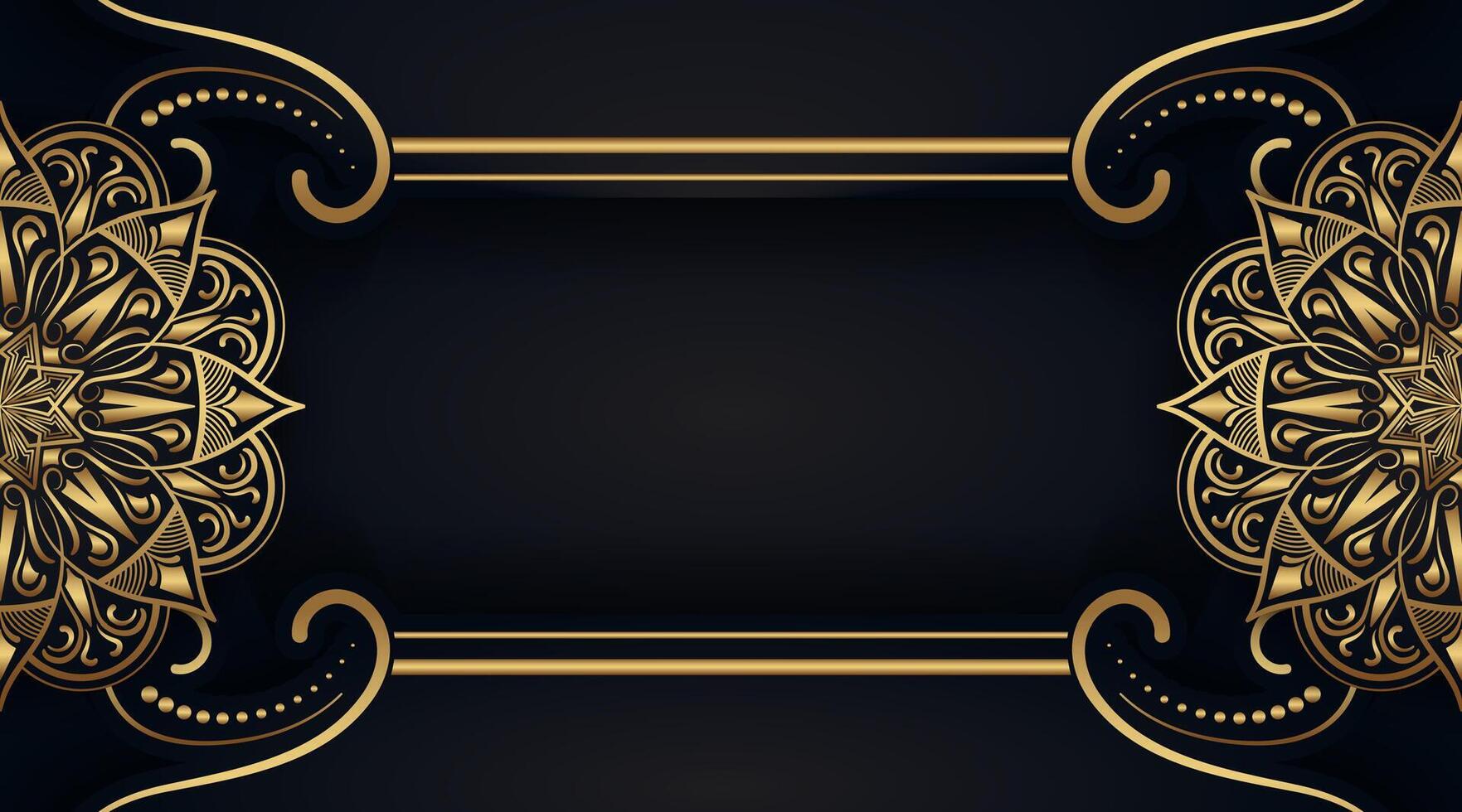 black luxury background with gold mandala ornaments vector