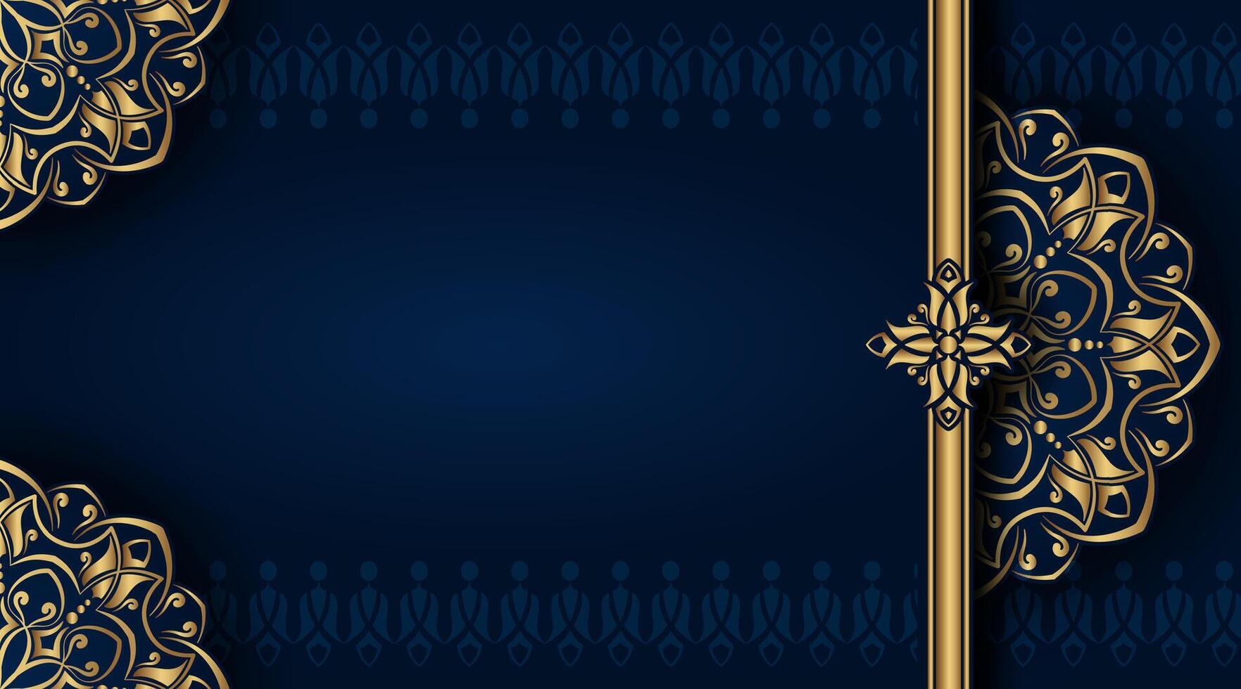 Dark blue ornamental background, with gold mandala decoration vector
