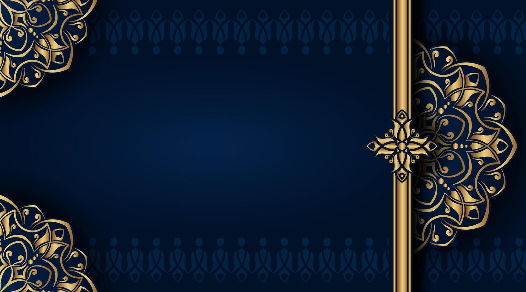 oscuro azul ornamental fondo, con oro mandala decoración vector