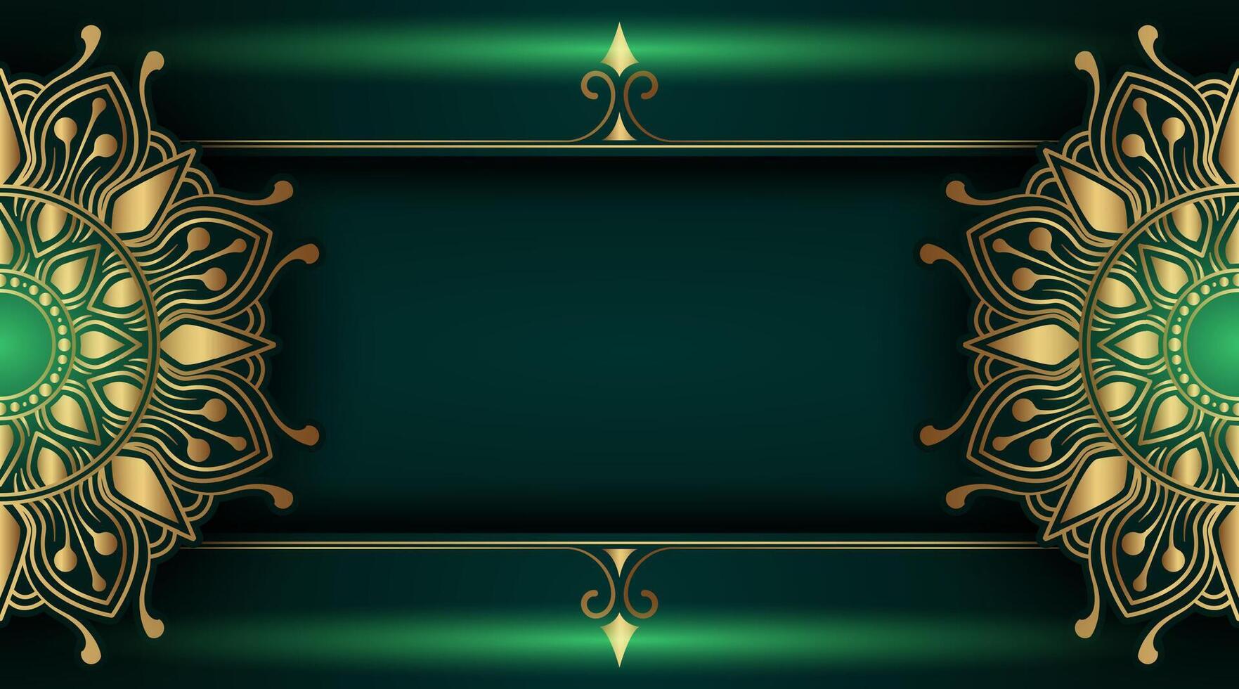 dark green background with gold mandala ornament vector