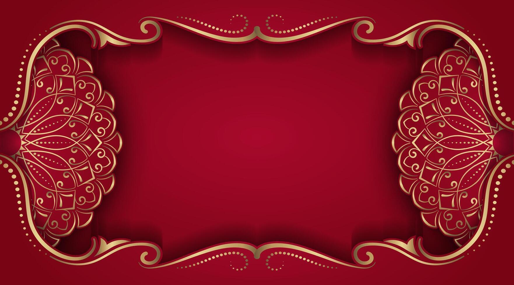 Red luxury background with mandala ornament vector
