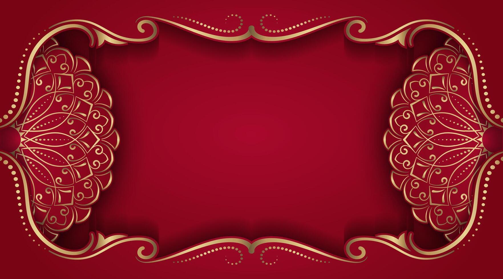 Red luxury background with mandala ornament vector