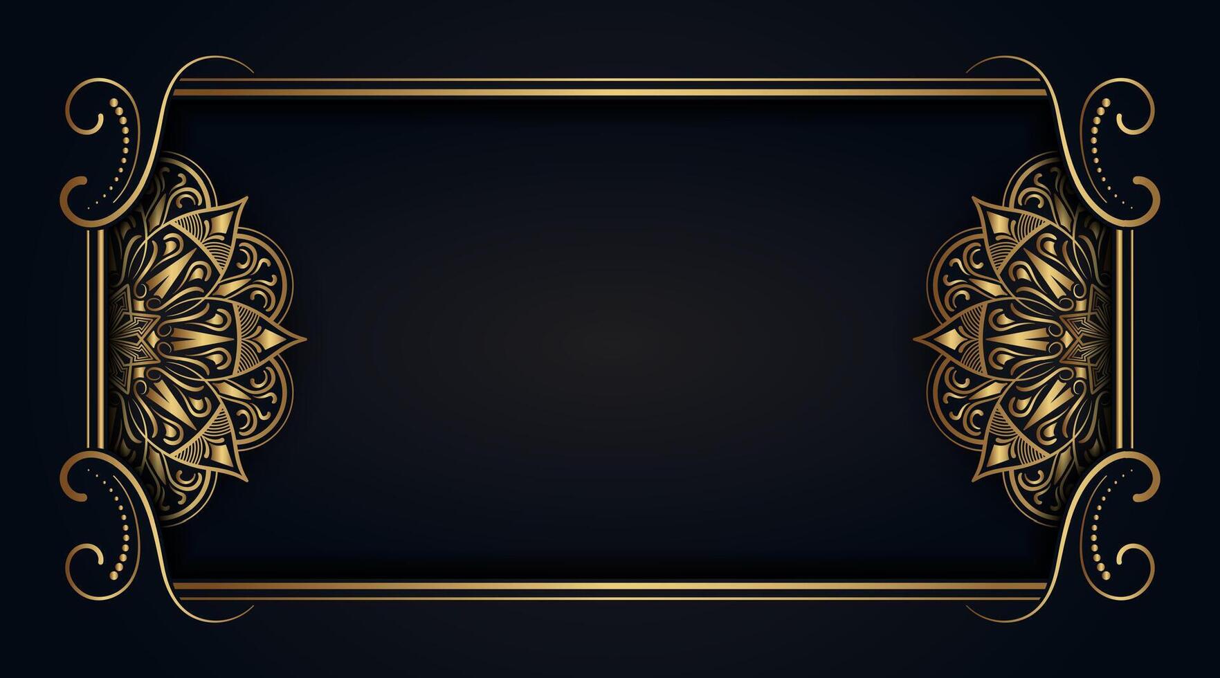 black luxury background with gold mandala ornaments vector