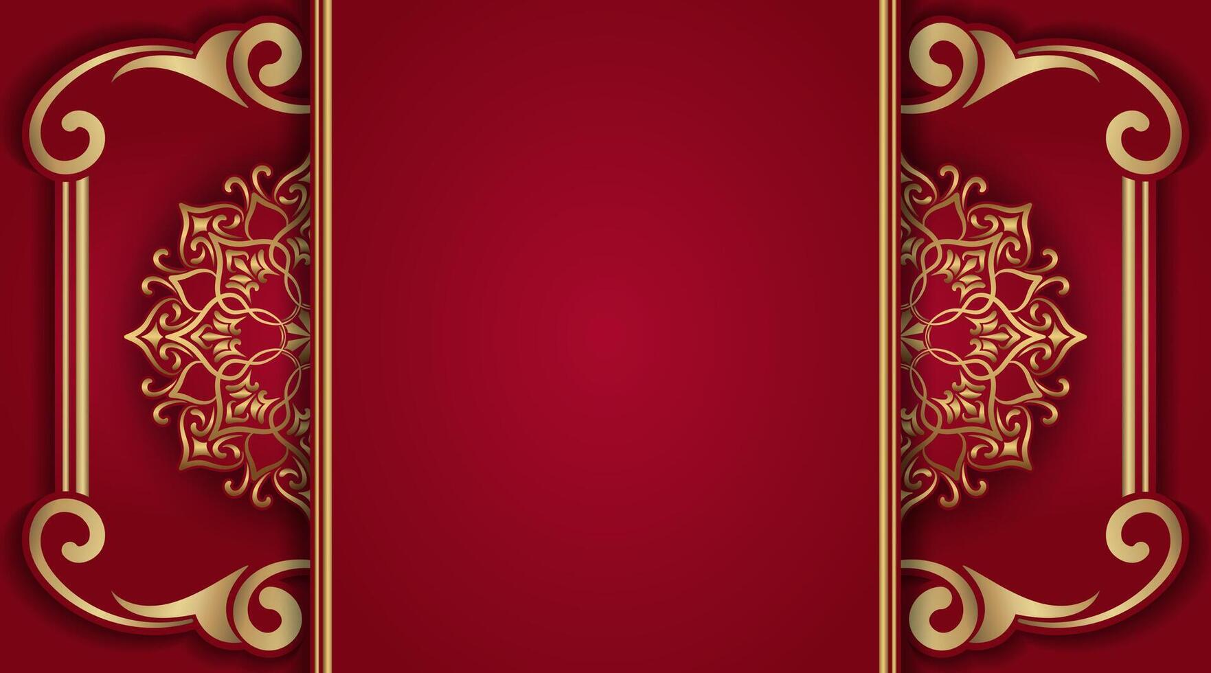 Red luxury background with mandala ornament vector