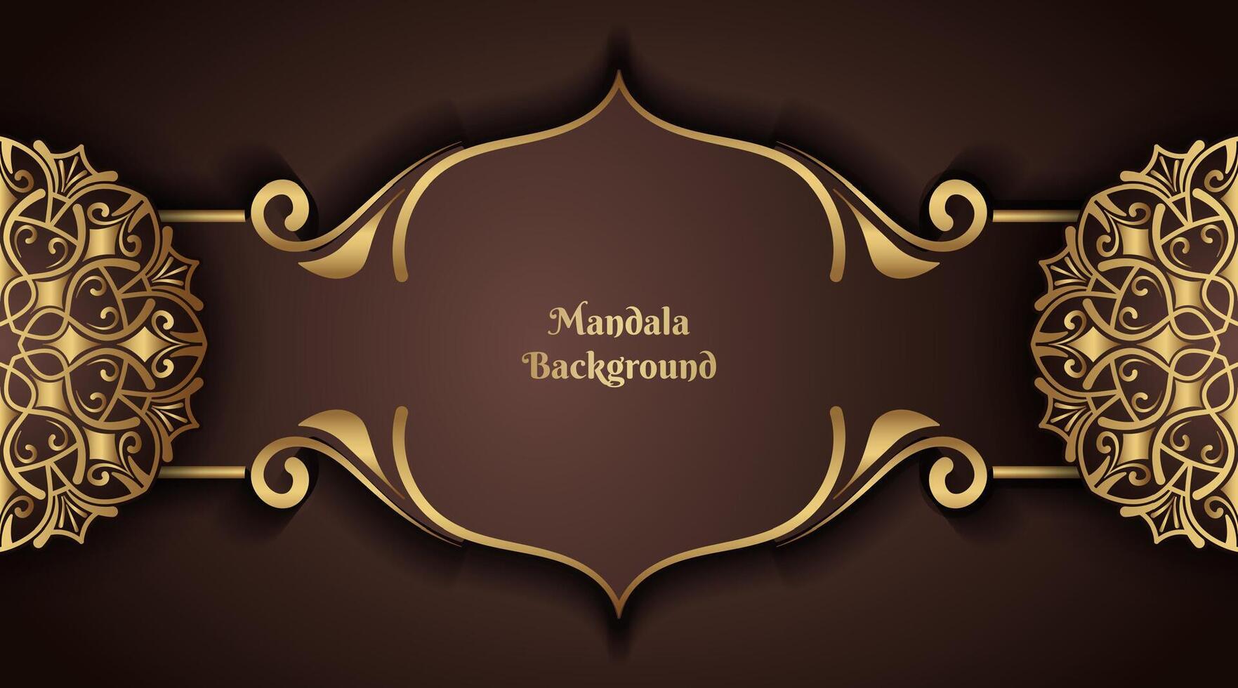 brown background with gold mandala ornaments vector