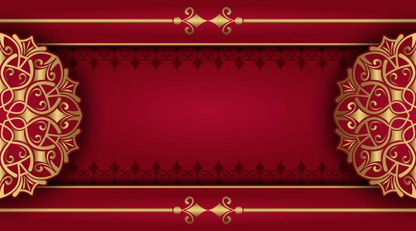 Red luxury background with mandala ornament vector