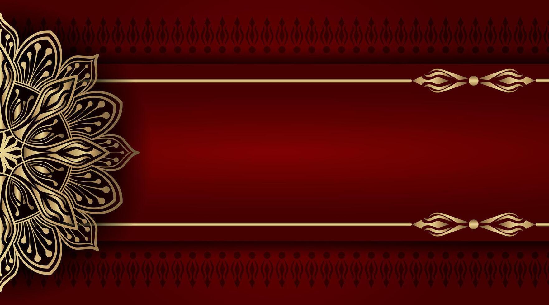 lujo rojo antecedentes con dorado mandala ornamento vector