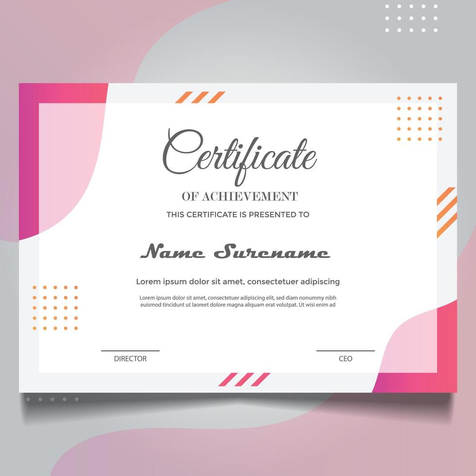 Modern Creative Business, Training Achievement Certificate Template vector