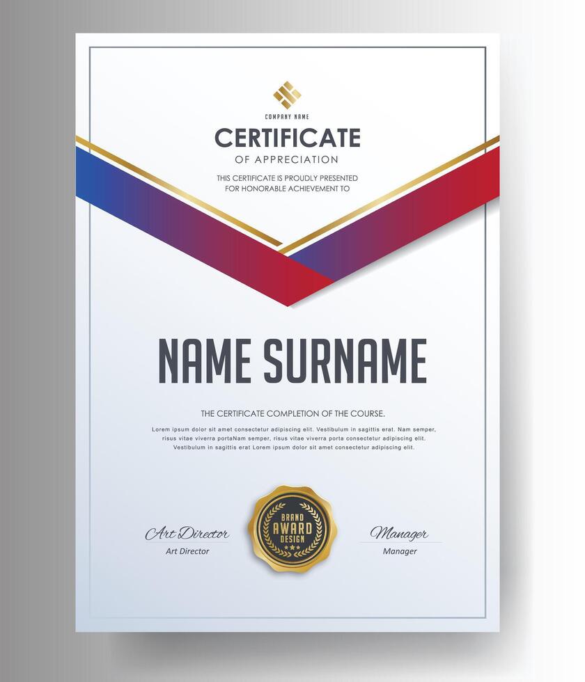 Modern Creative Business, Training Achievement Certificate Template vector