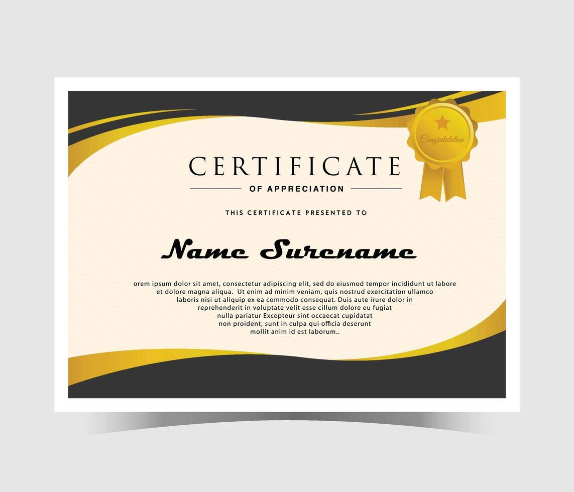 gold geometric effect achievement certificate template.Award diploma design blank. vector