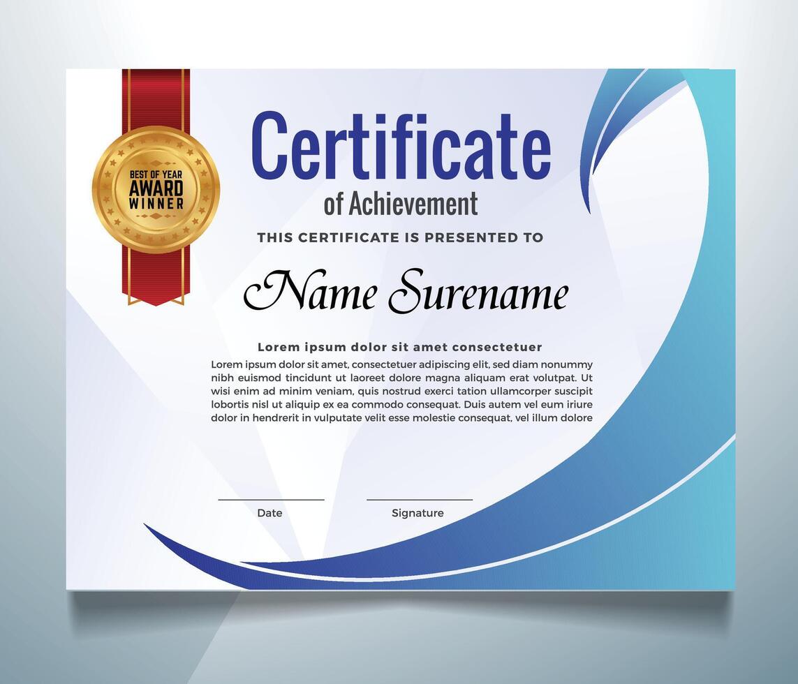 Business, Training Achievement Certificate Template. Certificate template with professional clean design. vector