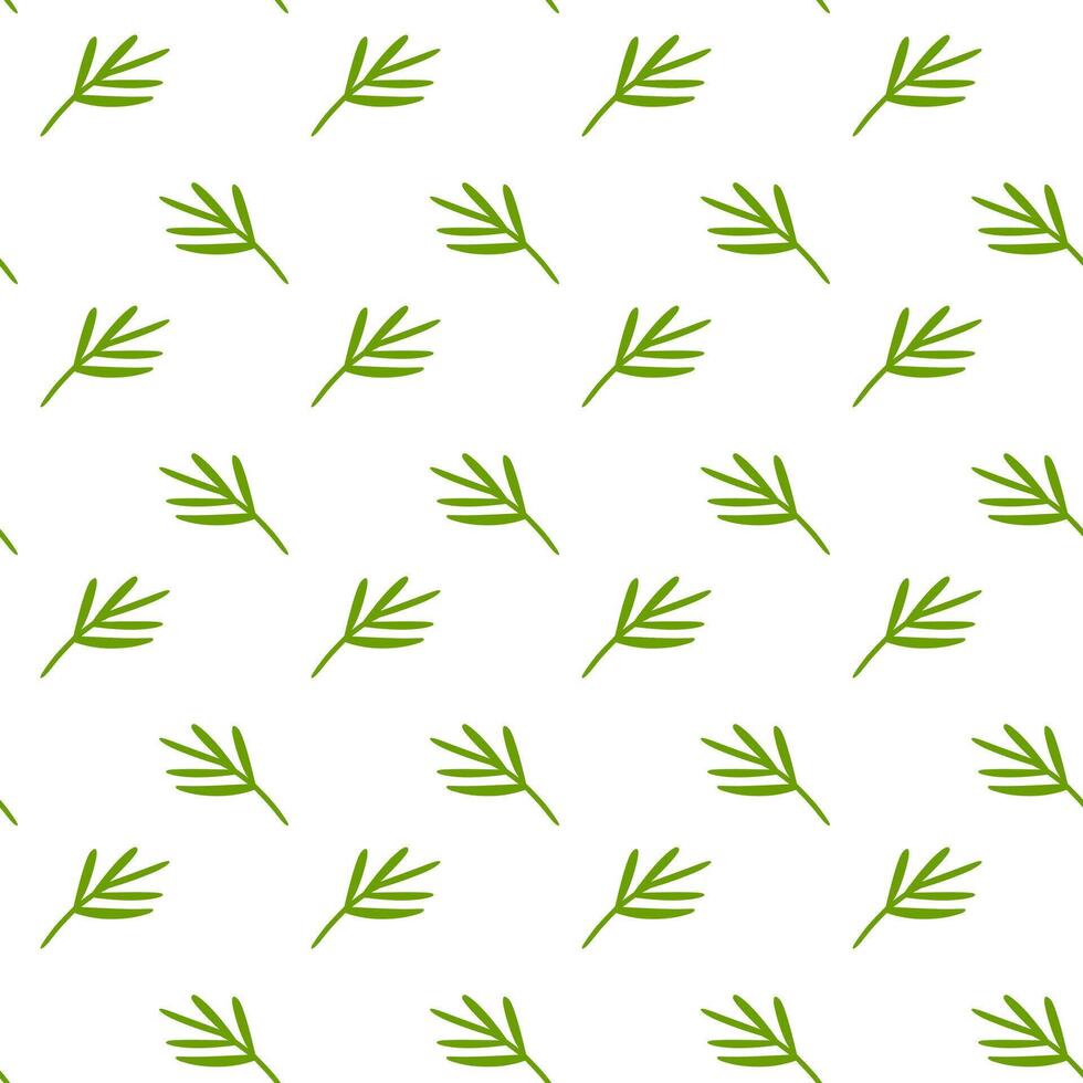 Palm tree leaves in hand drawn flat style seamless pattern. Summer botanical background for print, fabric. vector