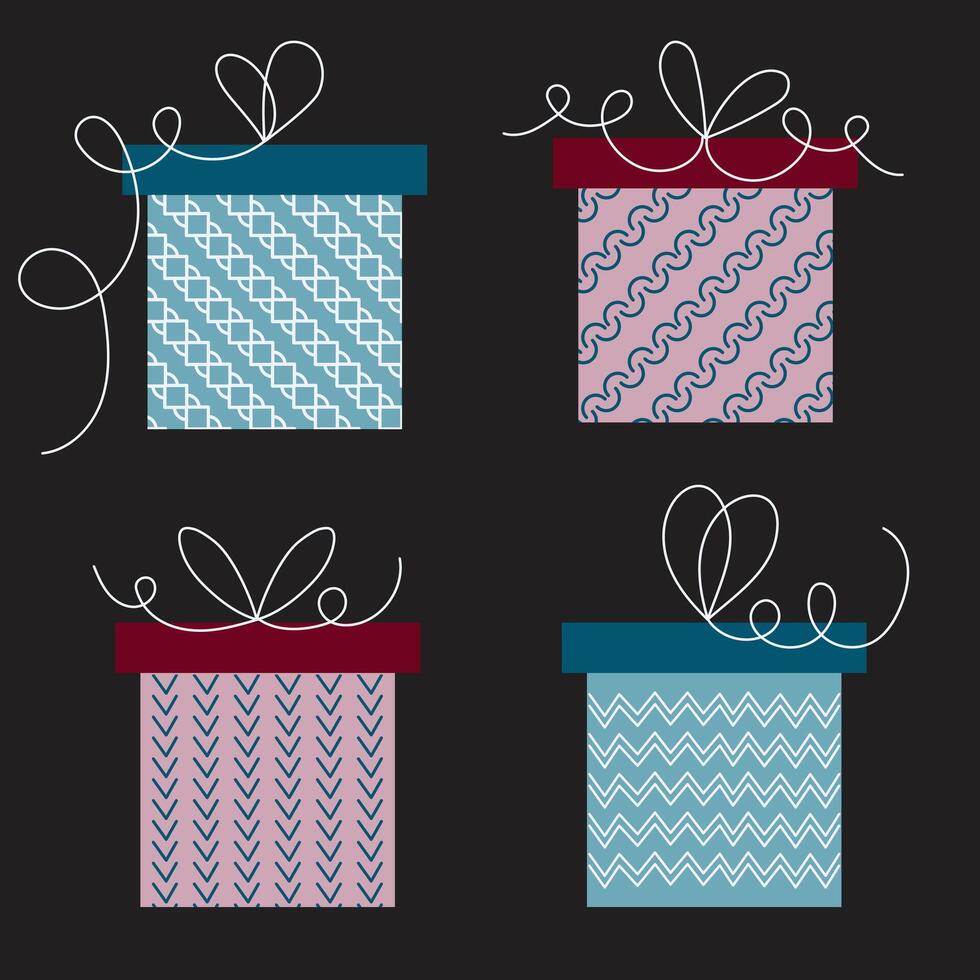 conjunto de regalo cajas plano ilustración vector