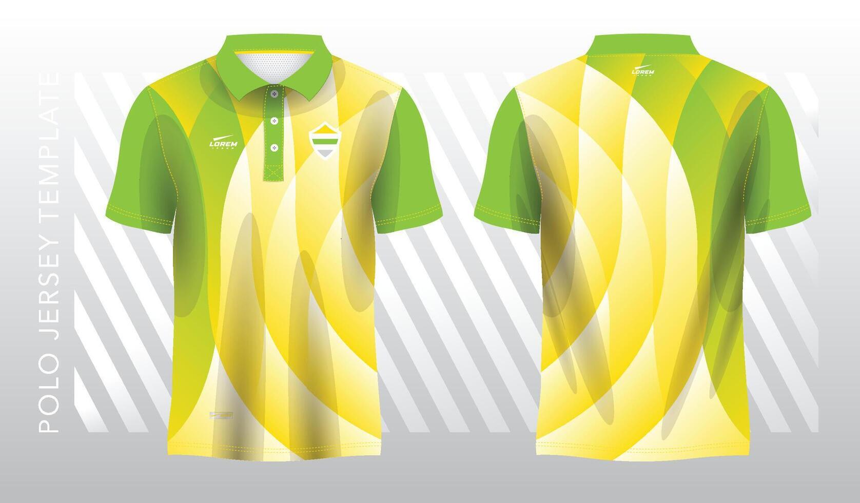 resumen amarillo y verde polo jersey deporte. deporte uniforme en frente y espalda vista. burlarse de arriba para deporte club. vector