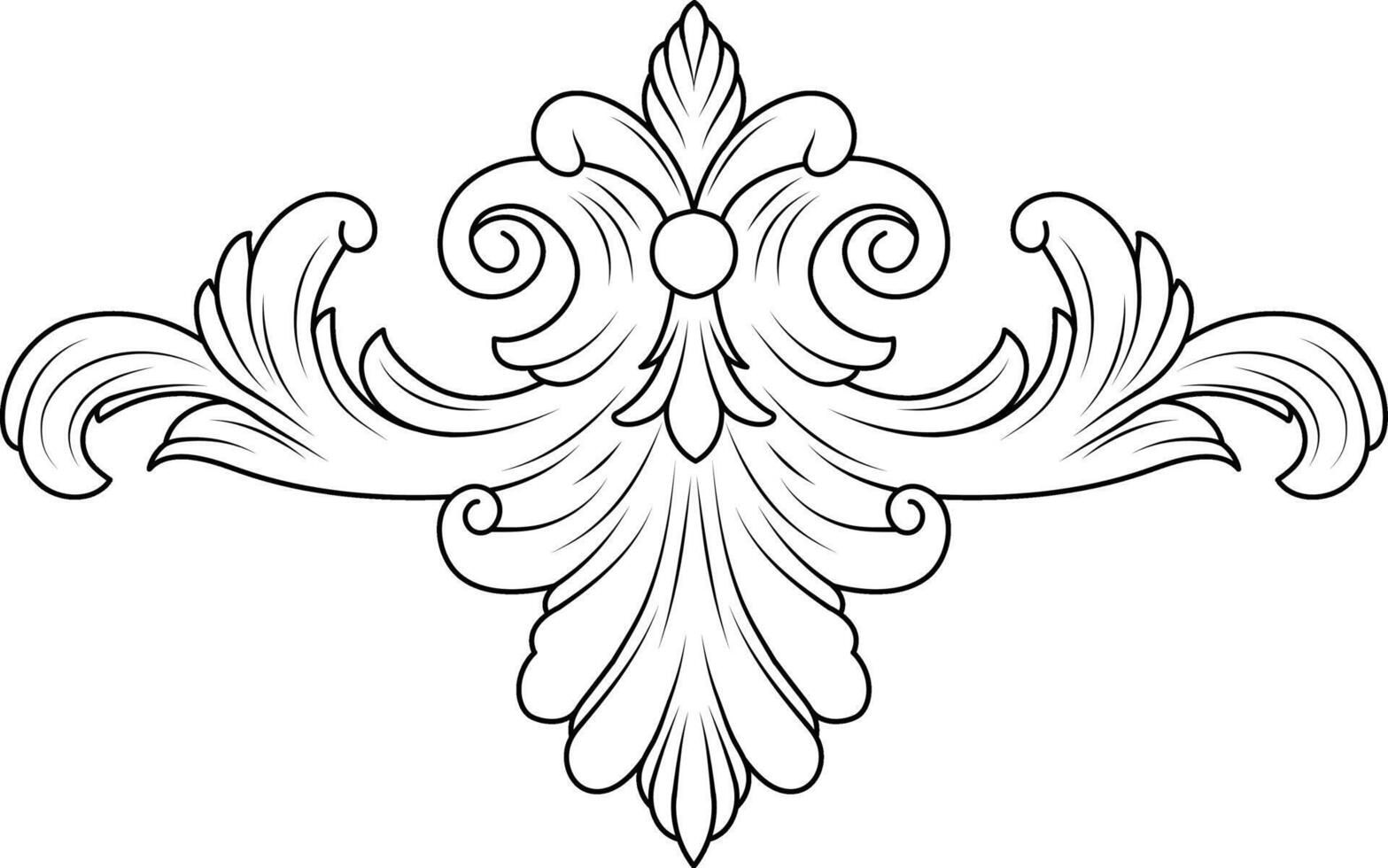 Antique baroque frame scroll ornament engraving floral retro pattern border vector