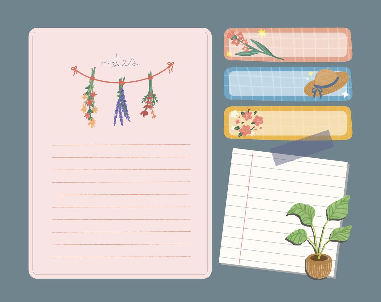 cute pastel color journaling notes sticker label collection vector