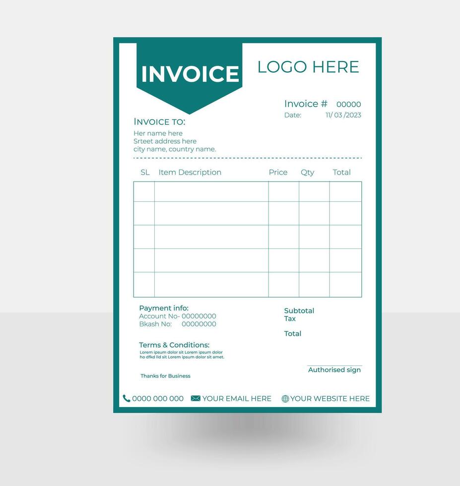 modern and simple invoice template design vector