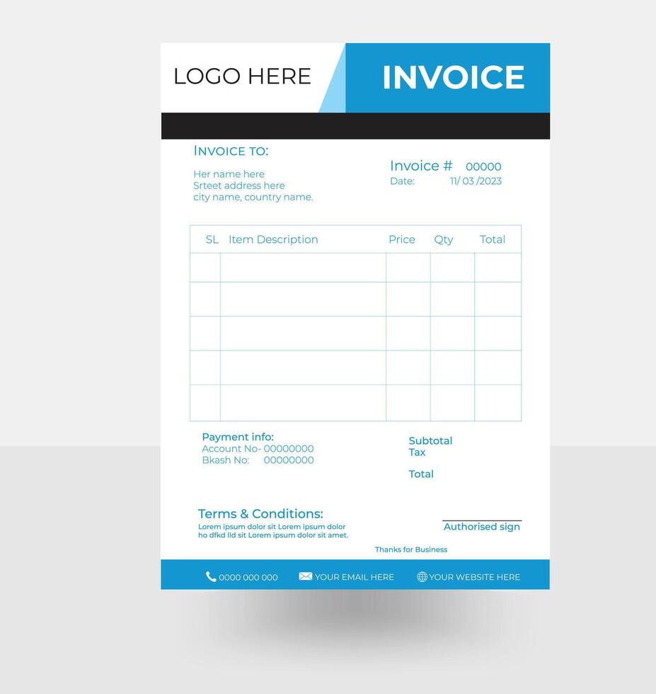 modern and simple invoice template design vector