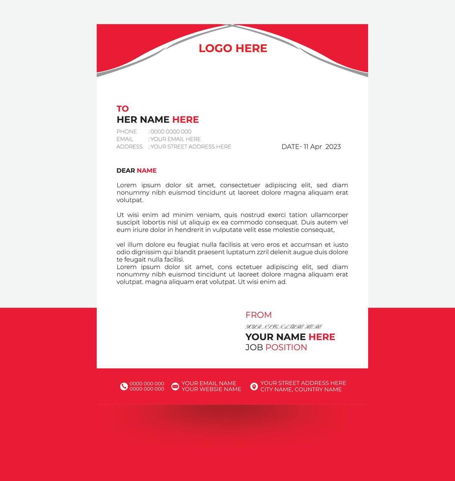 elegant white and red color letterhead design template vector
