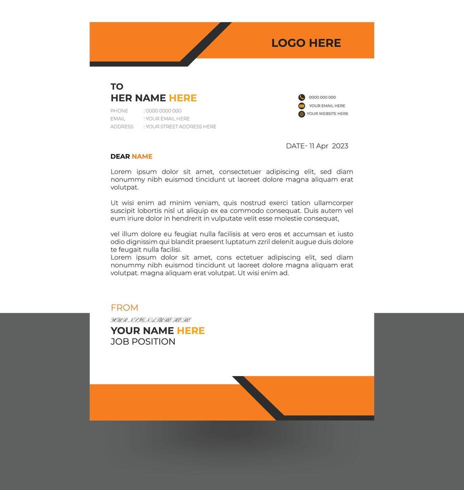 letterhead elegant yellow color letterhead design template vector