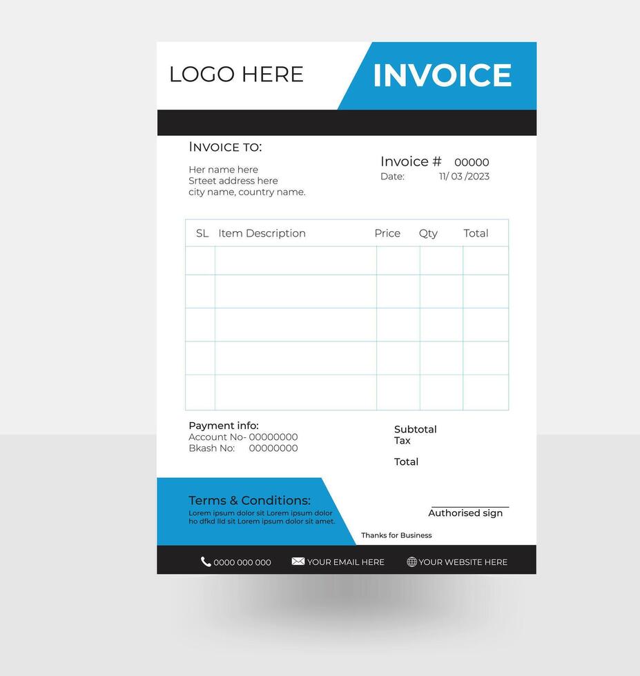 modern and simple invoice template design vector