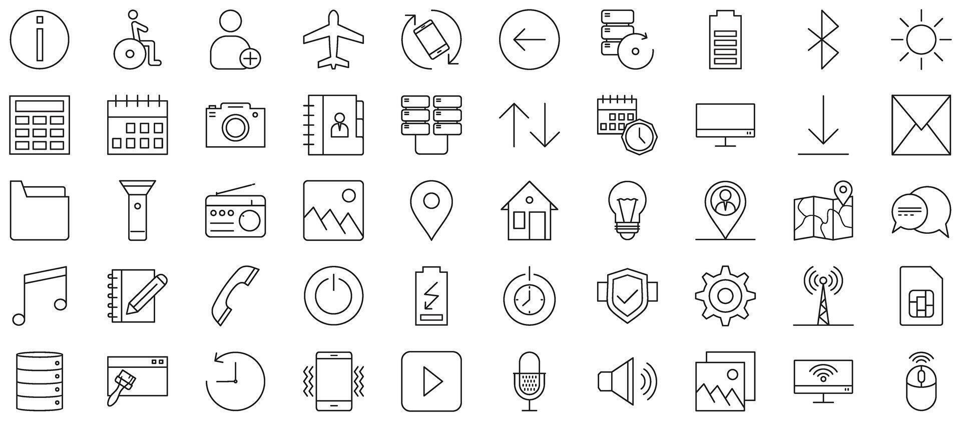 Phone And Tablet line pictogram symbol visual illustration Set vector