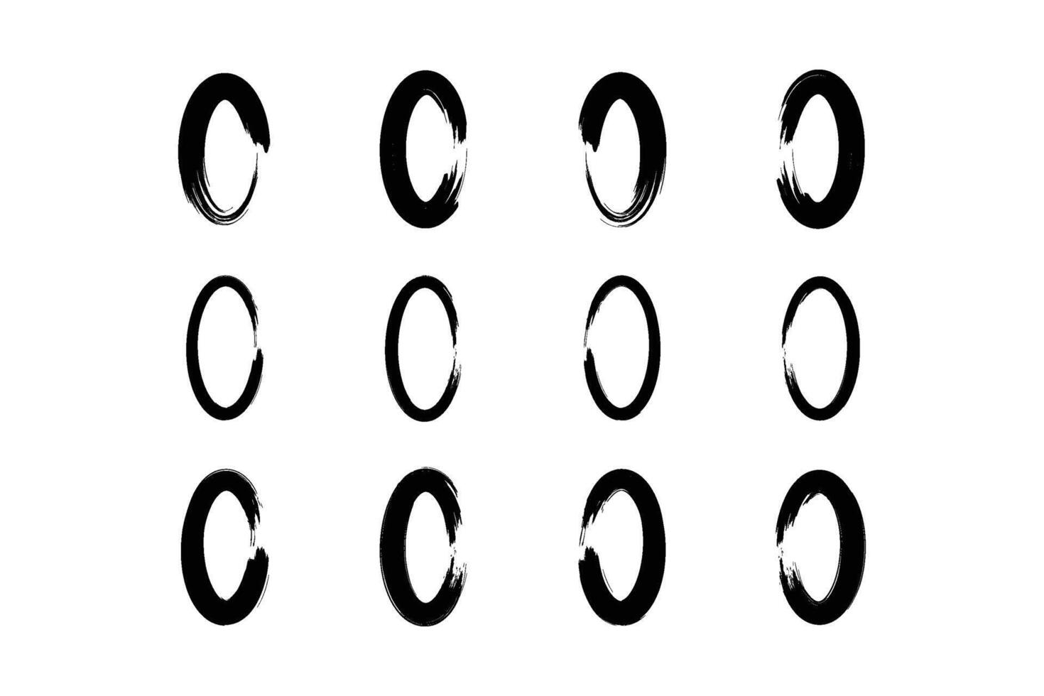 Vertical Oval Shape Bold Line grunge shape Brush stroke pictogram symbol visual illustration Set vector