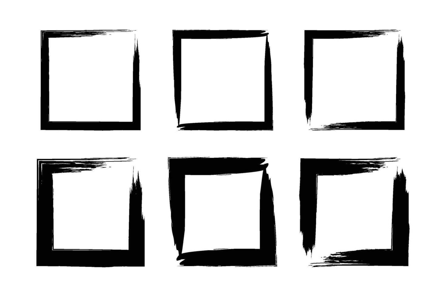Square Shape Bold Line grunge shape Brush stroke pictogram symbol visual illustration Set vector