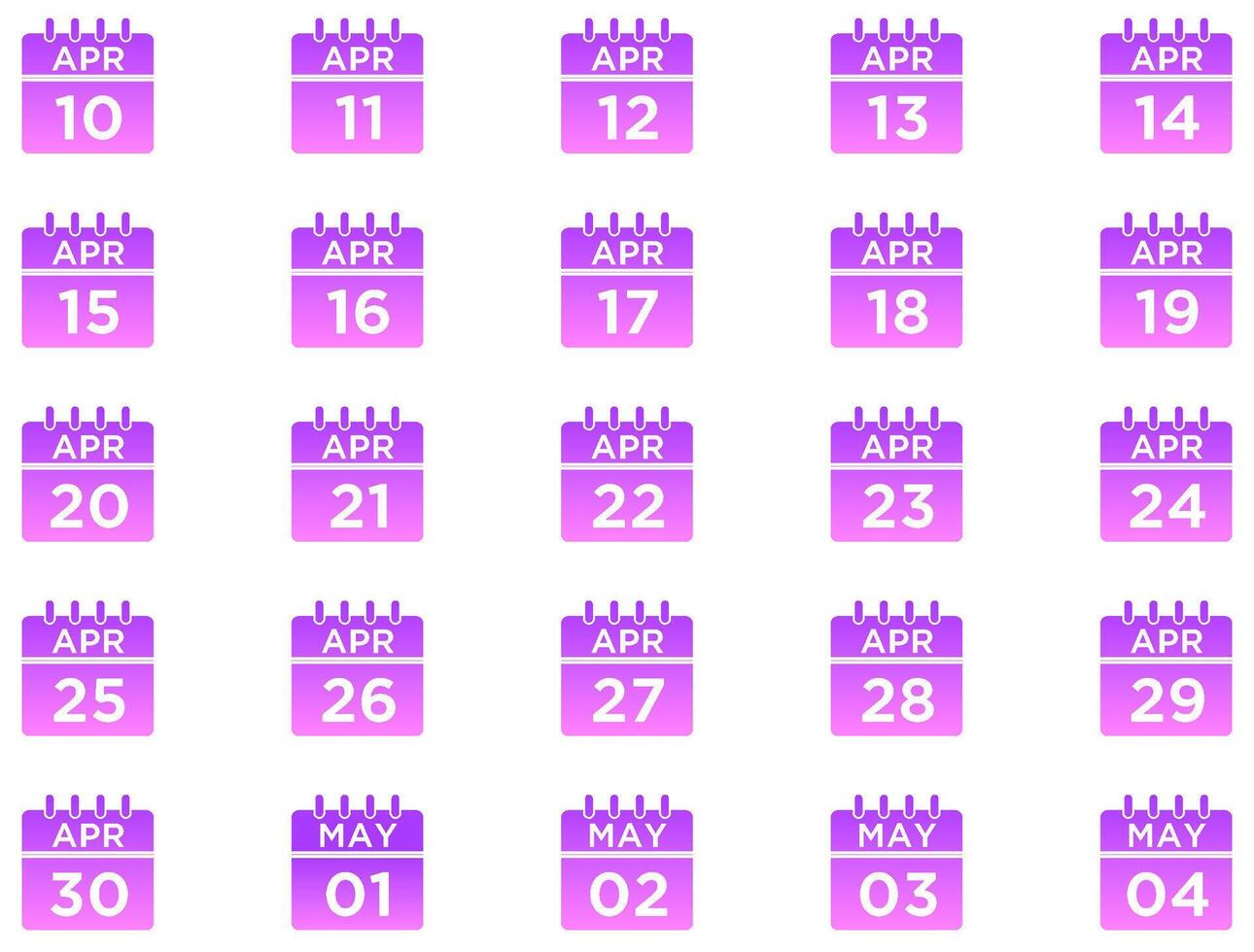 Calendar Glyph Gradient Icon pictogram symbol visual illustration Set vector
