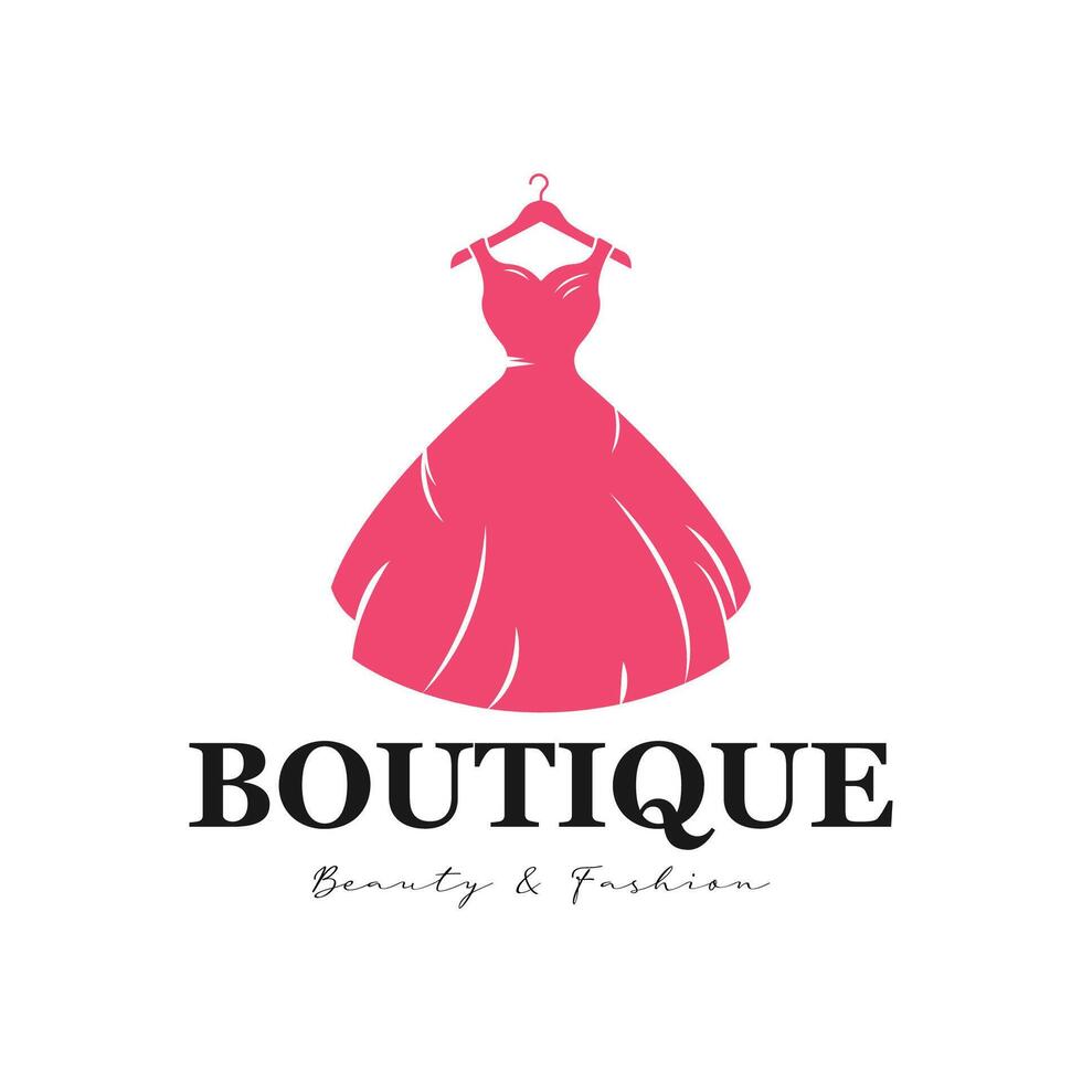 Dress boutique logo fashion illustration female body design vector