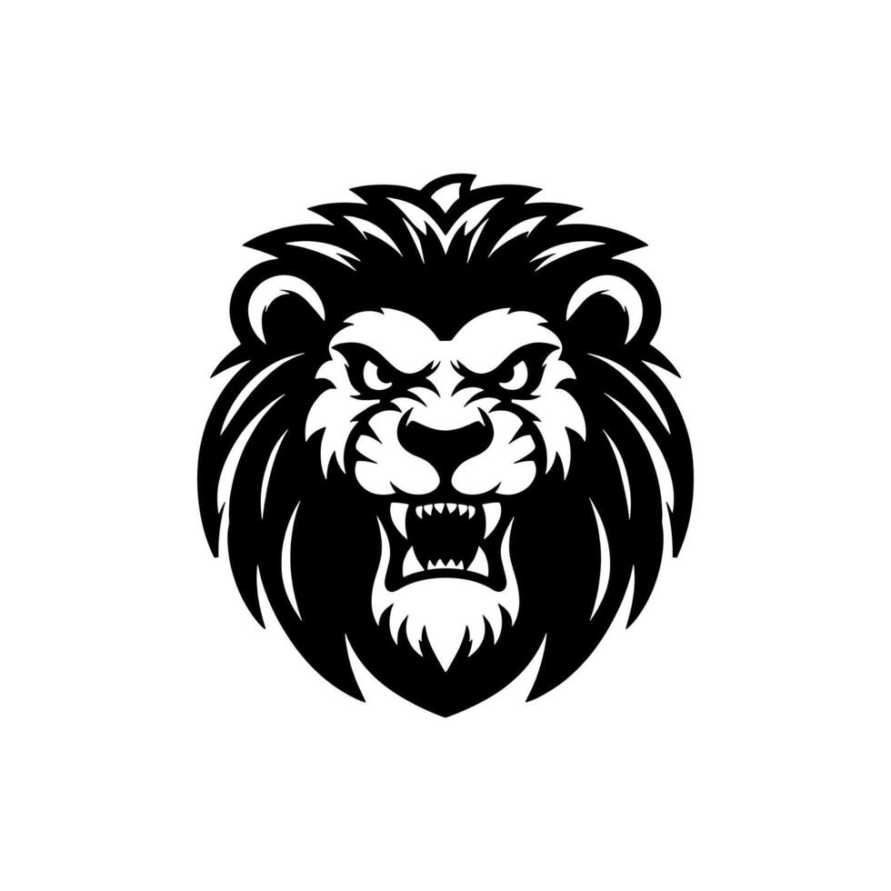 illustration of angry lion head logo mascot vector