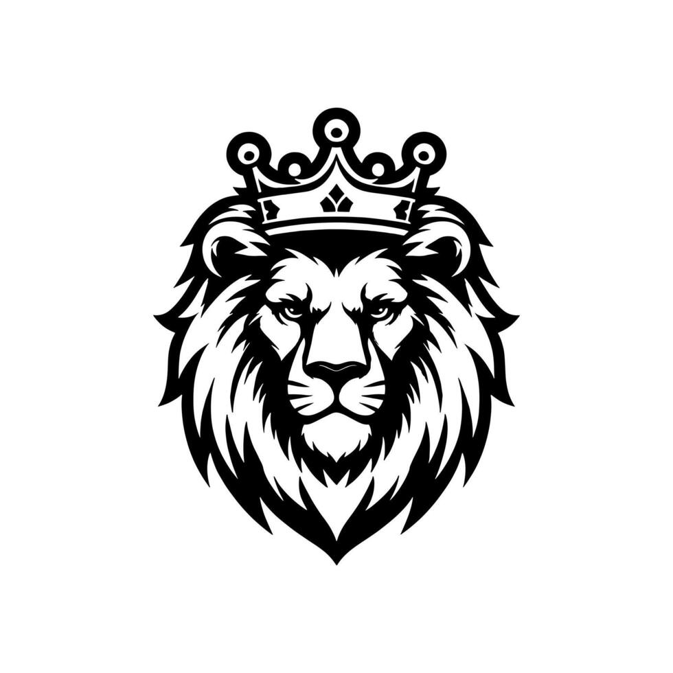 illustration of a logo of a lion head wearing a crown vector
