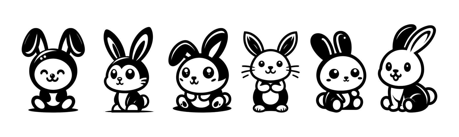 Collection of illustrations of rabbit designs vector