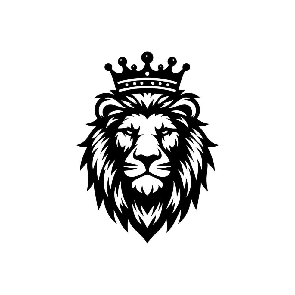 illustration of a logo of a lion head wearing a crown vector