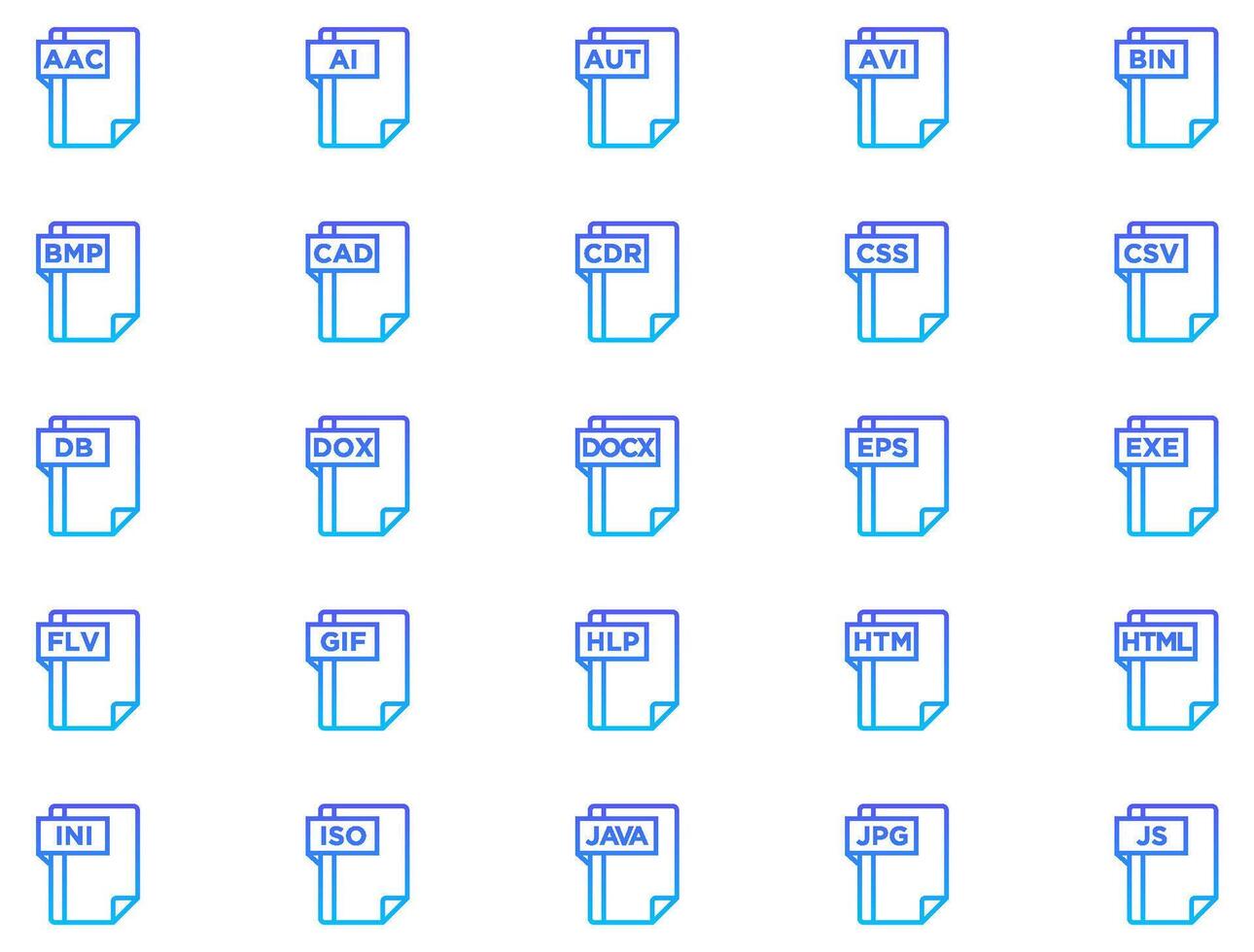 File Formats Line Gradient Icon pictogram symbol visual illustration Set vector