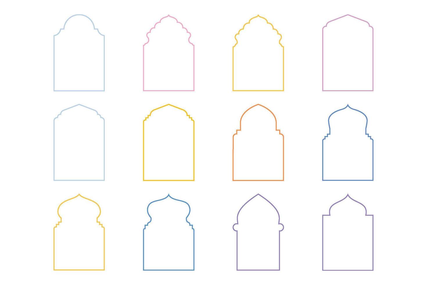 Islamic Arch Design Thin Line silhouettes Design pictogram symbol visual illustration colerful vector