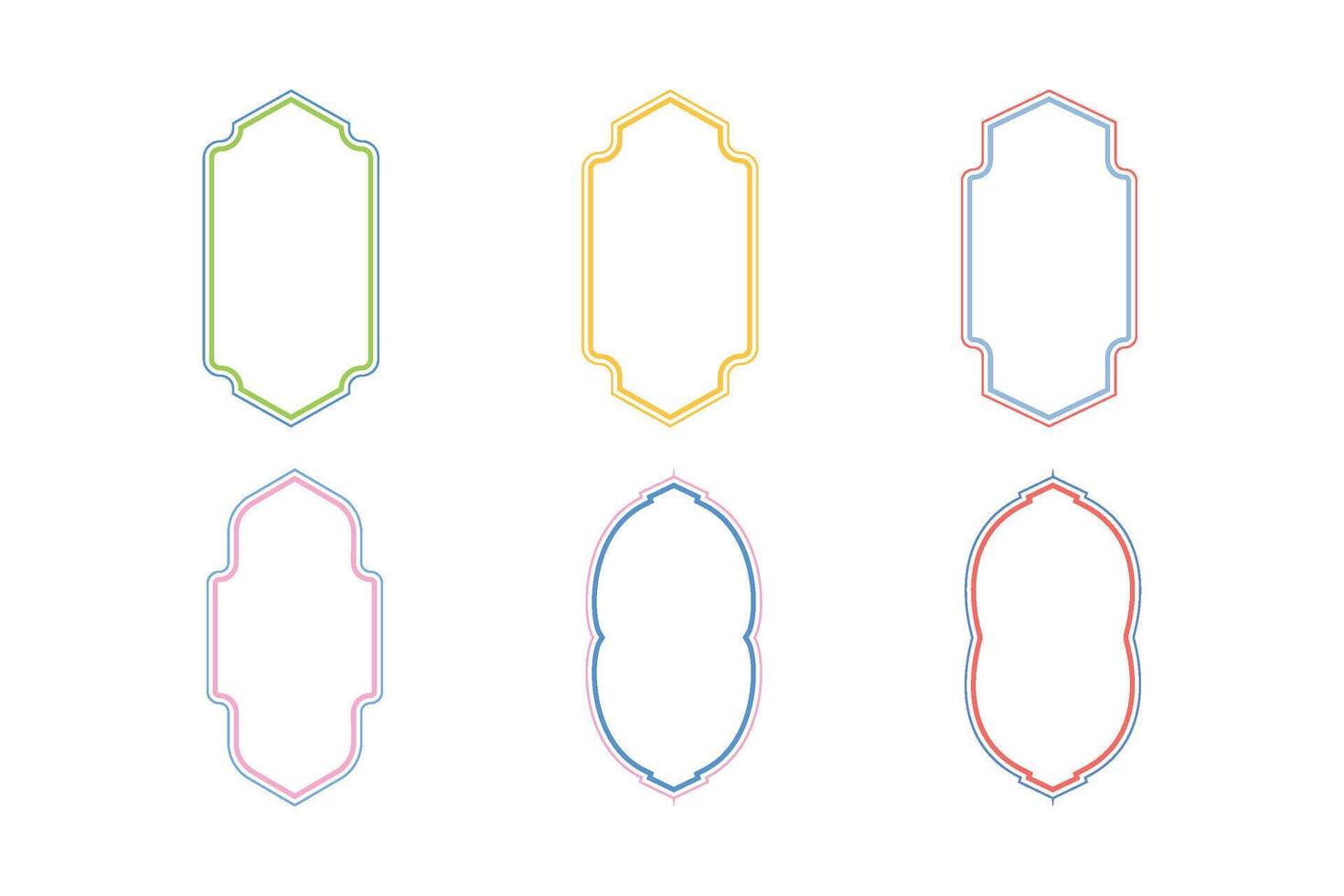 Islamic Vertical Frame Design double lines Outline Linear Colerful silhouettes Design pictogram symbol visual illustration vector