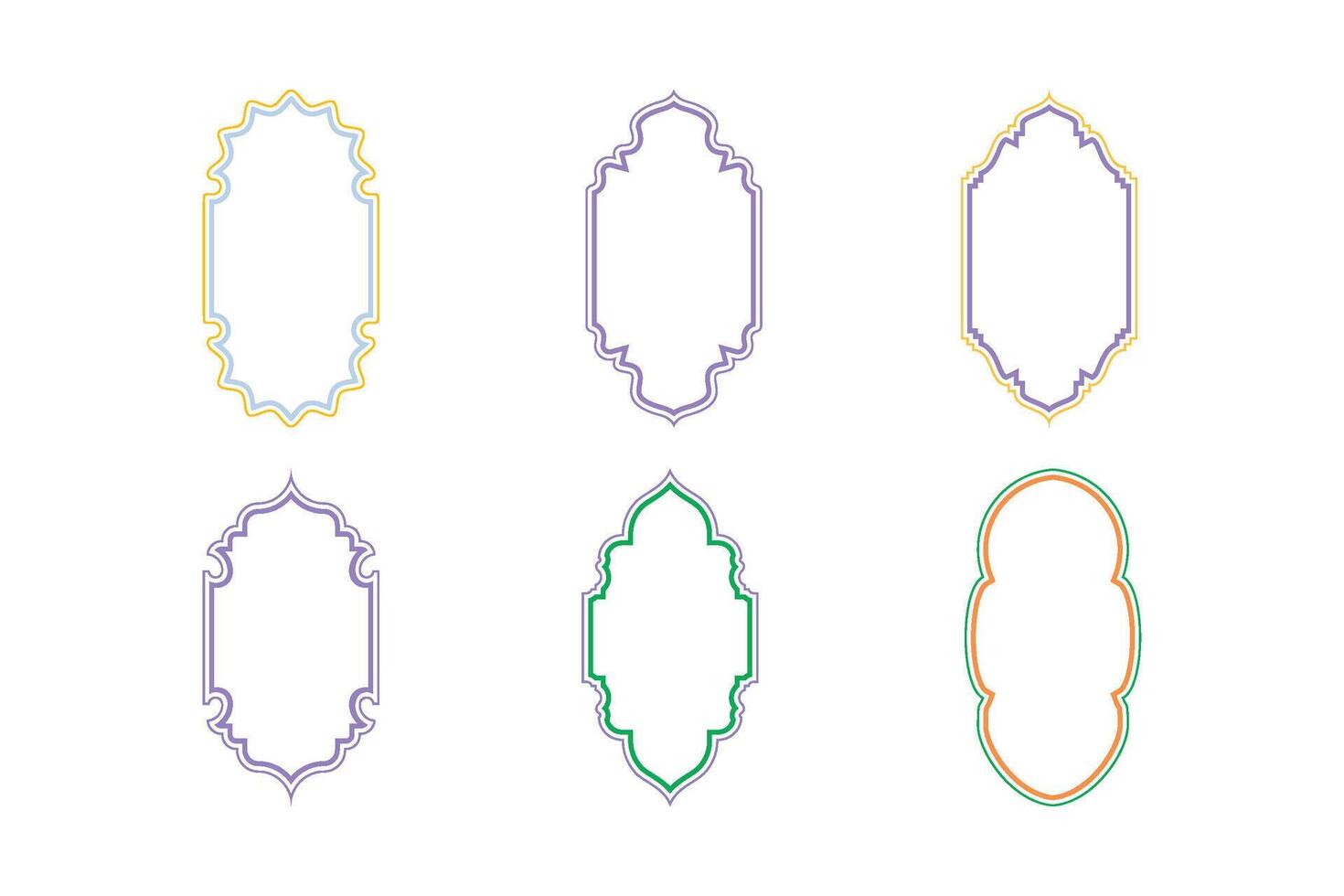 Islamic Vertical Frame Design double lines Outline Linear Colerful silhouettes Design pictogram symbol visual illustration vector